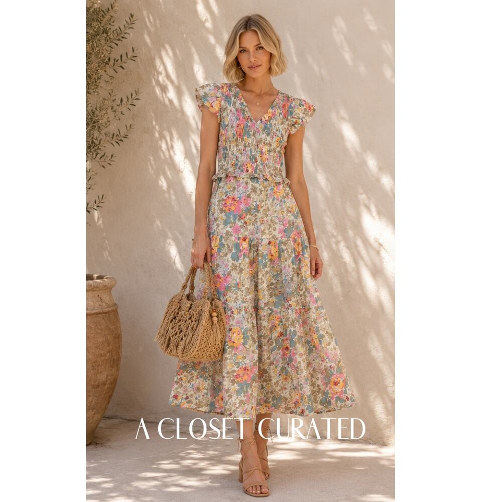 Sea New York Ines Floral Midi Dress 2 Floral NEW